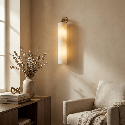 Alabaster Tube Cylinder Wall Sconce