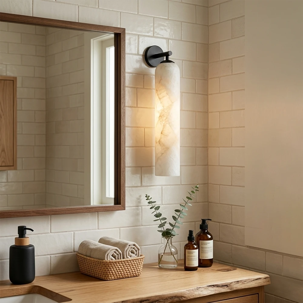 Alabaster Tube Cylinder Wall Sconce