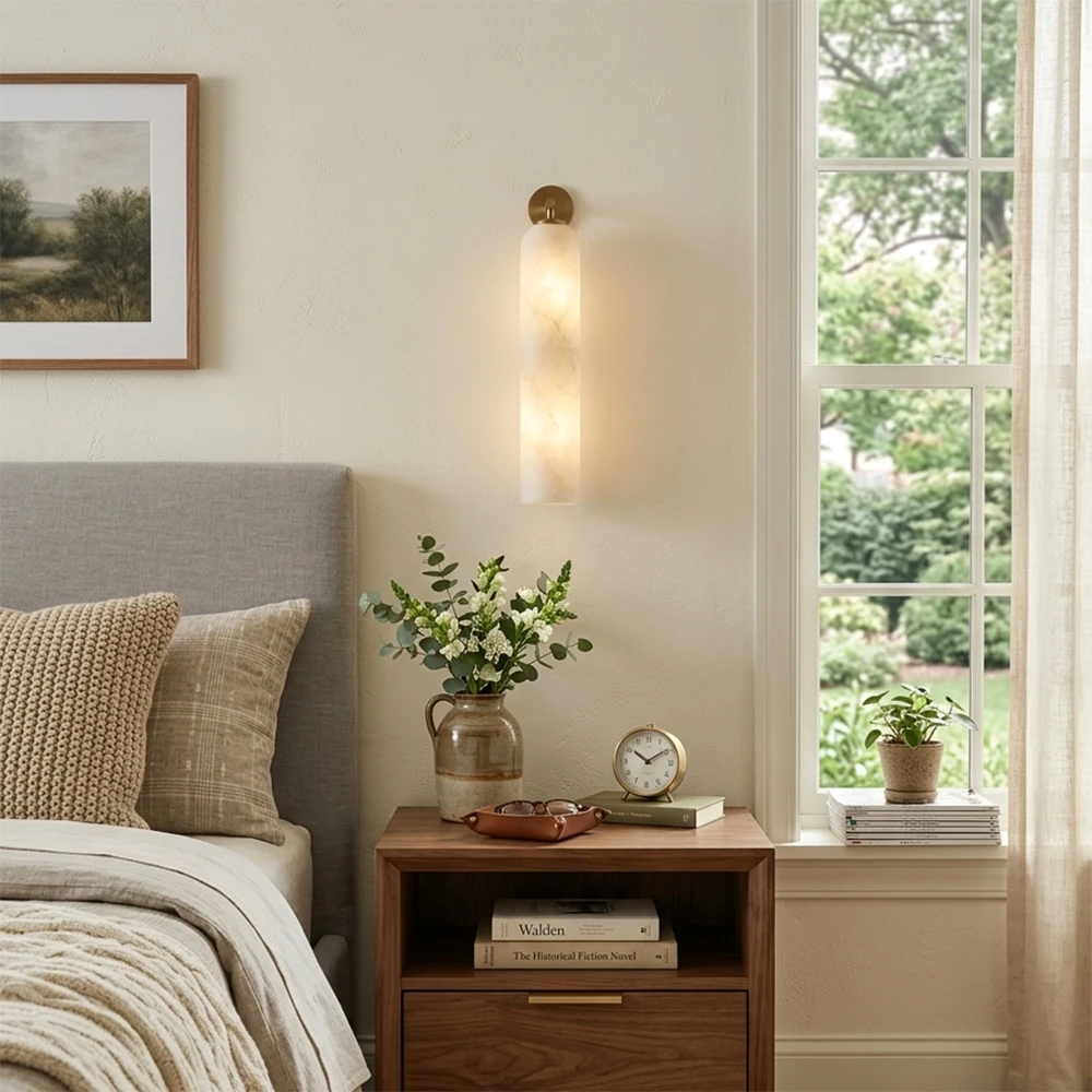 Alabaster Tube Cylinder Wall Sconce