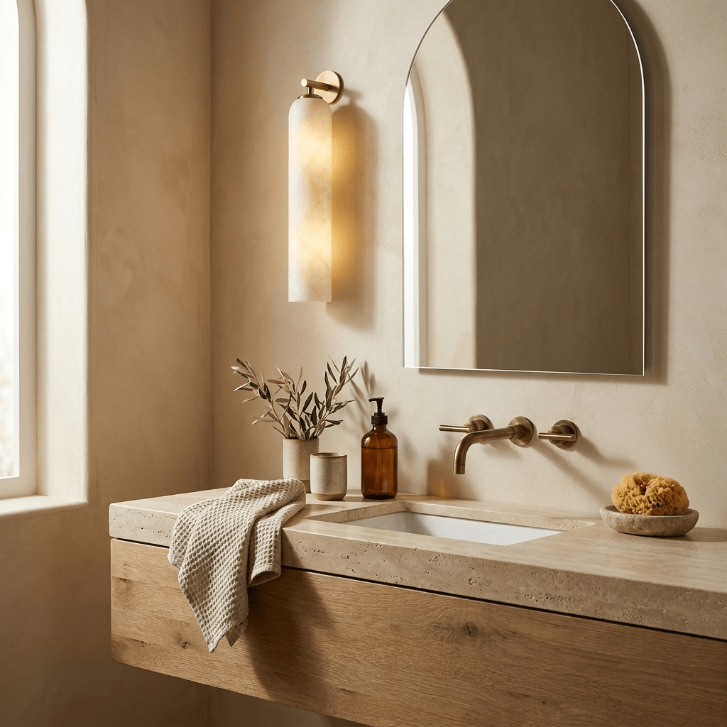 Alabaster Tube Cylinder Wall Sconce