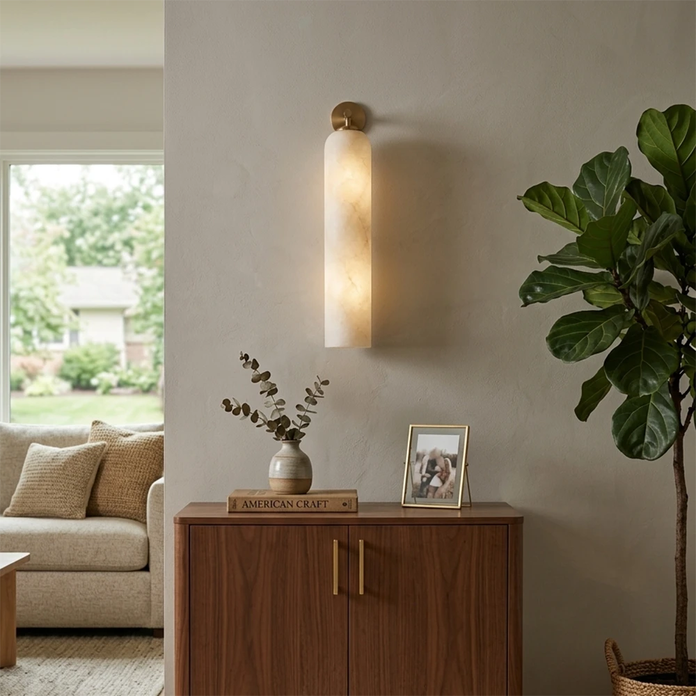 Alabaster Tube Cylinder Wall Sconce