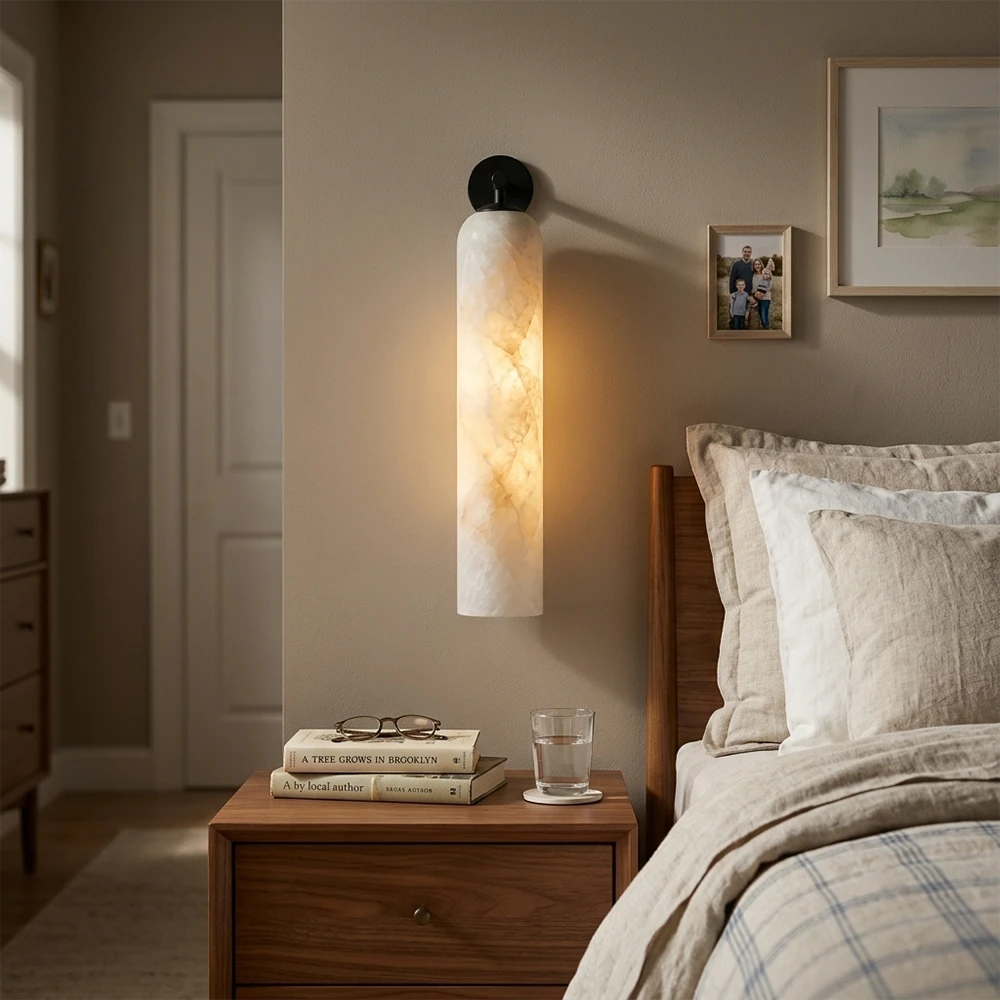 Alabaster Tube Cylinder Wall Sconce