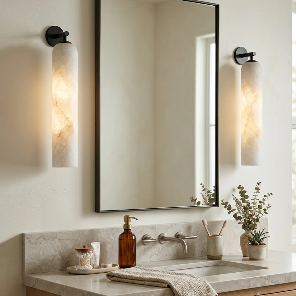 Alabaster Tube Cylinder Wall Sconce