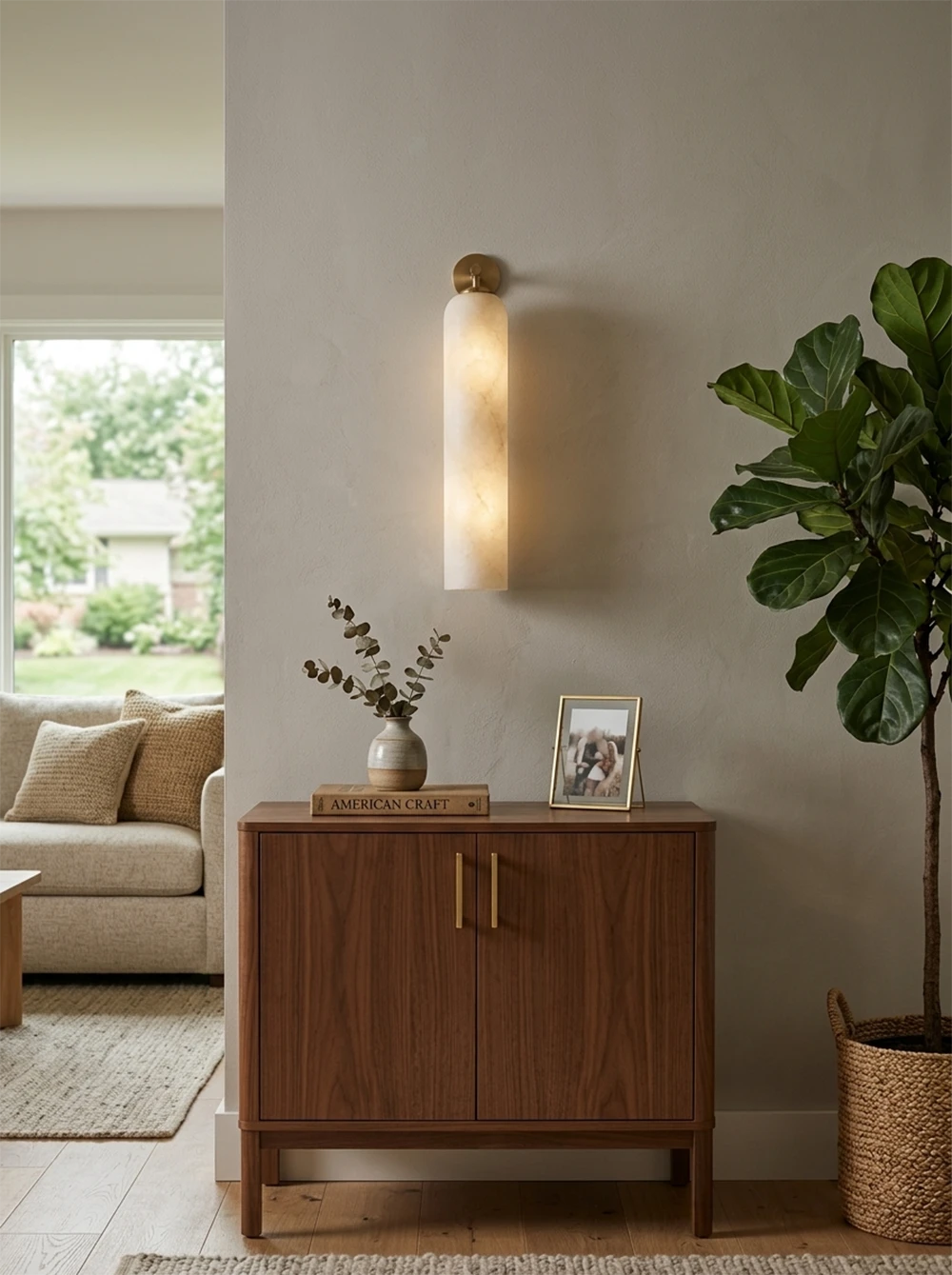 Alabaster Tube Cylinder Wall Sconce