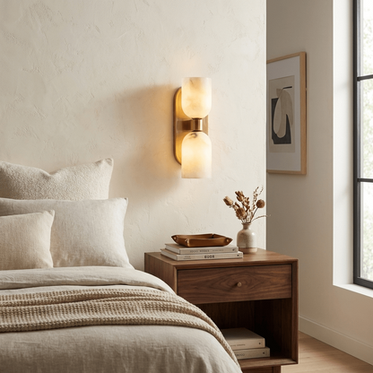 Solenne Alabaster Twin Beam Wall Sconce