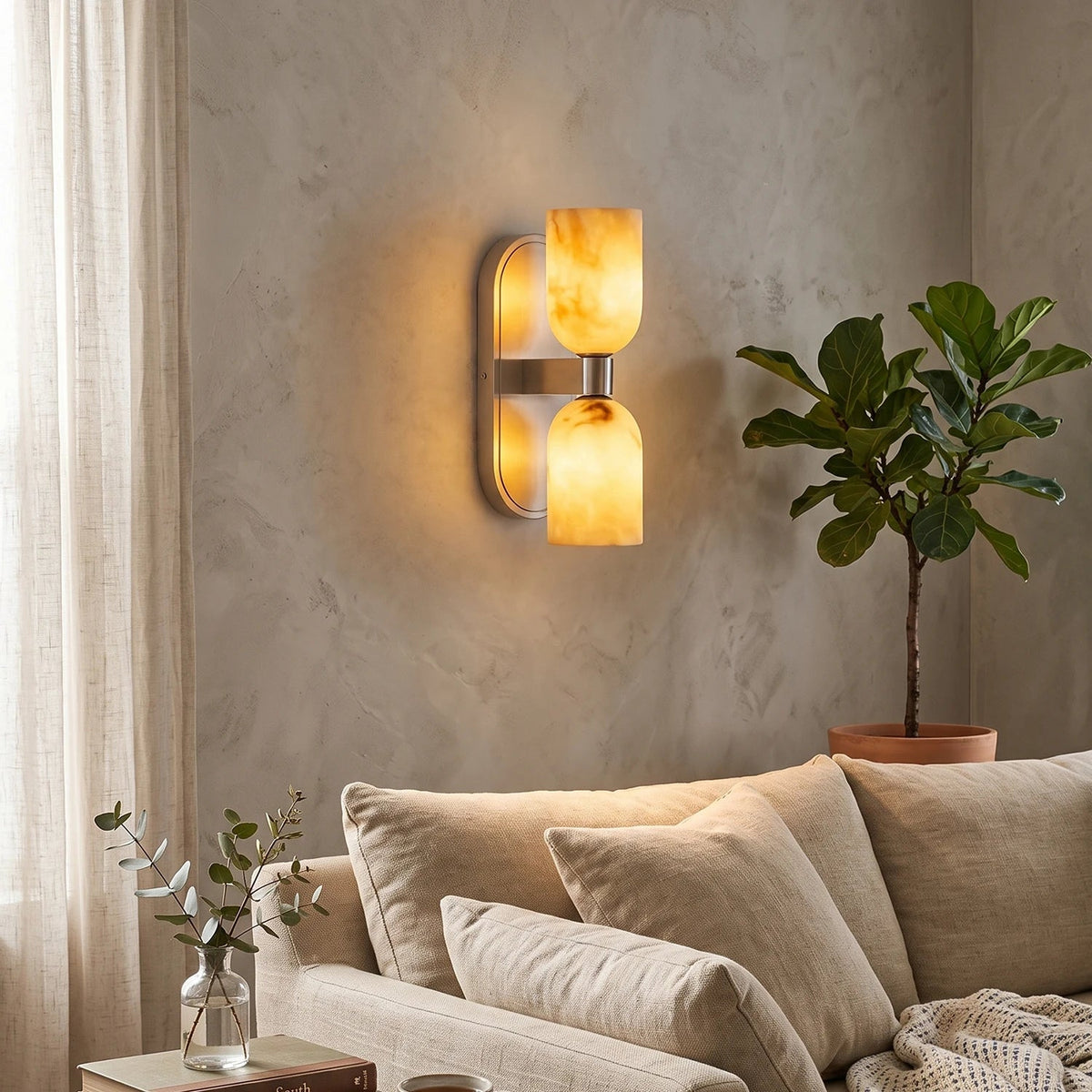 Solenne Alabaster Twin Beam Wall Sconce