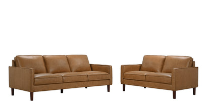 Soria Saddle Brown Top-Grain Leather Sofa