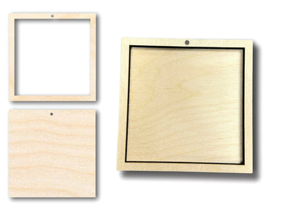 Unfinished Wood 2 Layer Square Shadowbox Shape | DIY Craft Cutout | up to 46" DIY