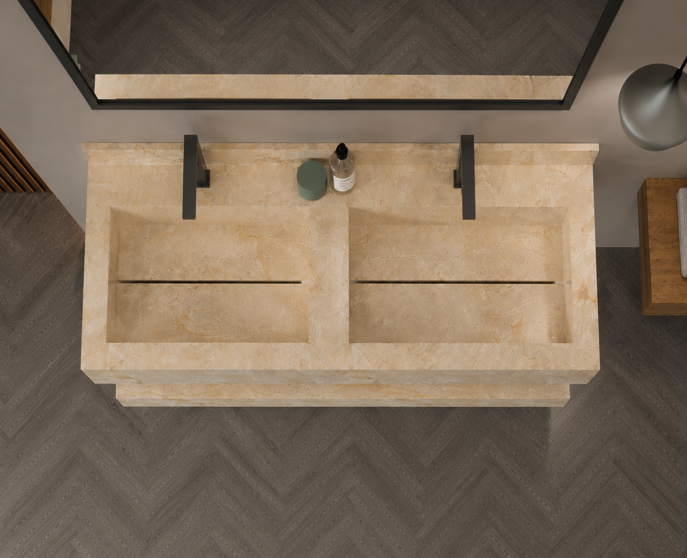 Aspire Beige Luxury Stone-Look Wall-Mount Bathroom Sink, Compact Floating Step Basin – NACS Collection
