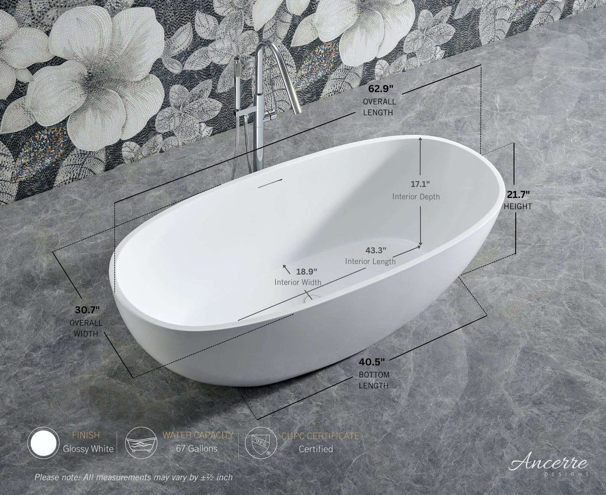 STONEBROOK Freestanding Acrylic Bathtub