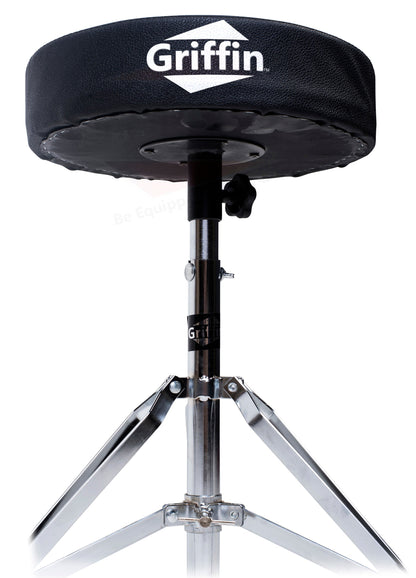 GRIFFIN Snare Stand & Drum Throne (2-Pack Set) - Chrome Percussion Hardware Kit with Double-Braced Lightweight Mount for Snares, Tom-Toms & Practice Pads - Slip-Proof Gear Tilter & Clamp Holder
