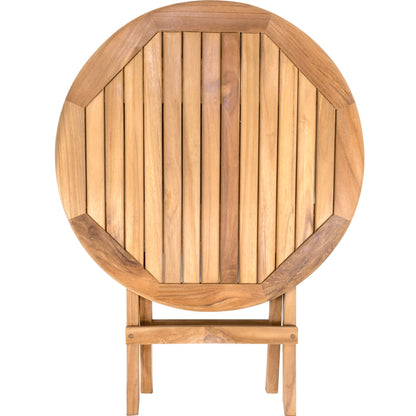 Ruger Natural Teak Outdoor Round Folding Side Table - 20"