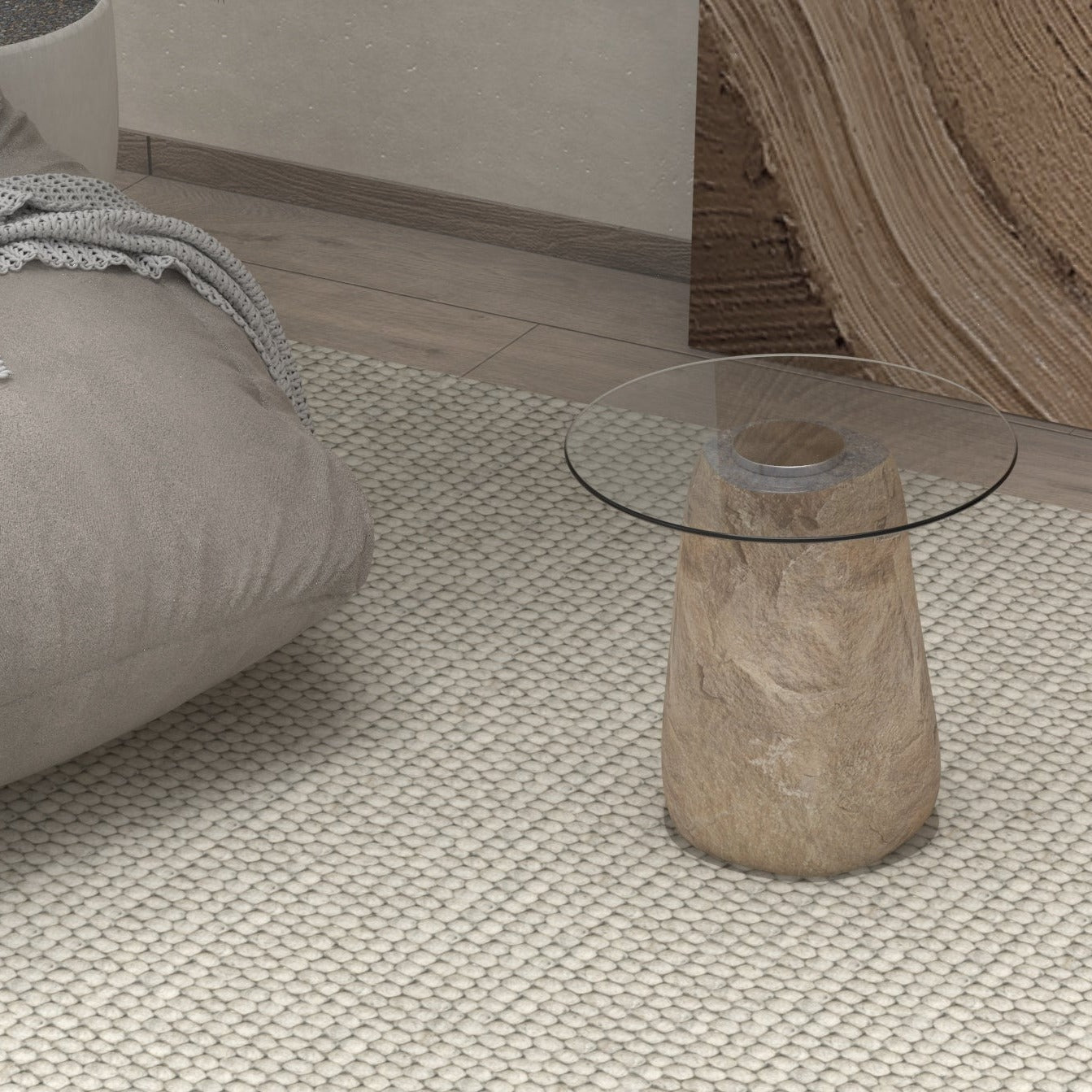 Glass Cobblestone Table