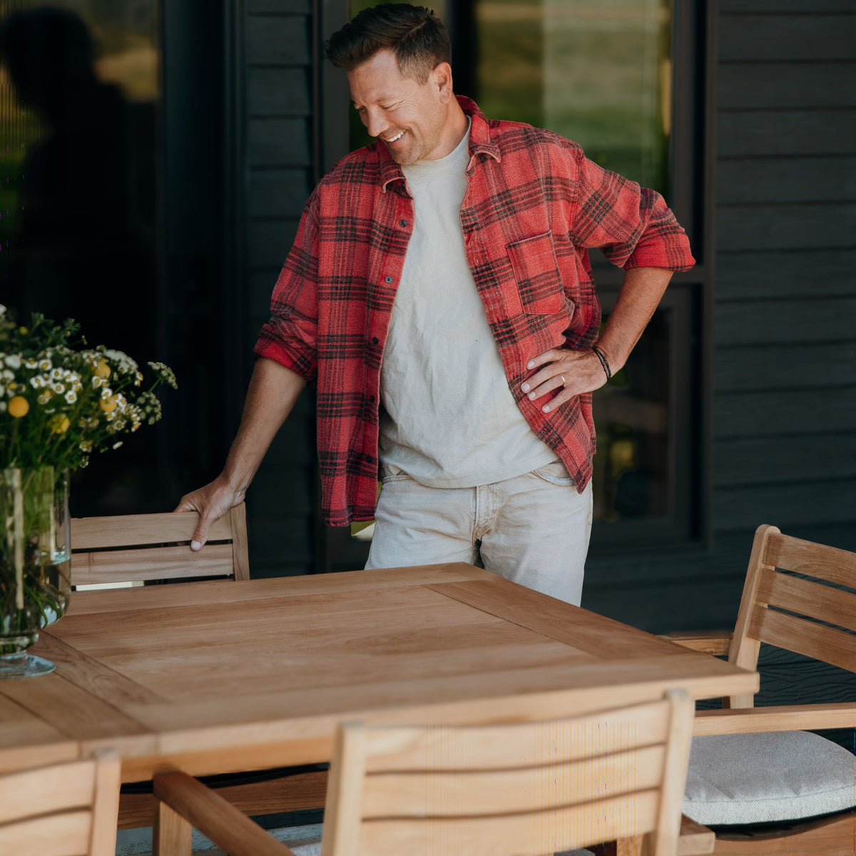 Oslo Natural Teak Outdoor Extendable Dining table- 79-118" (8-10 people)
