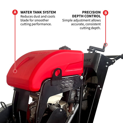 20 Inch Walk Behind Concrete Saw with 13 HP Honda Water Tank GX390 Engine for Asphalt Concrete Cutting