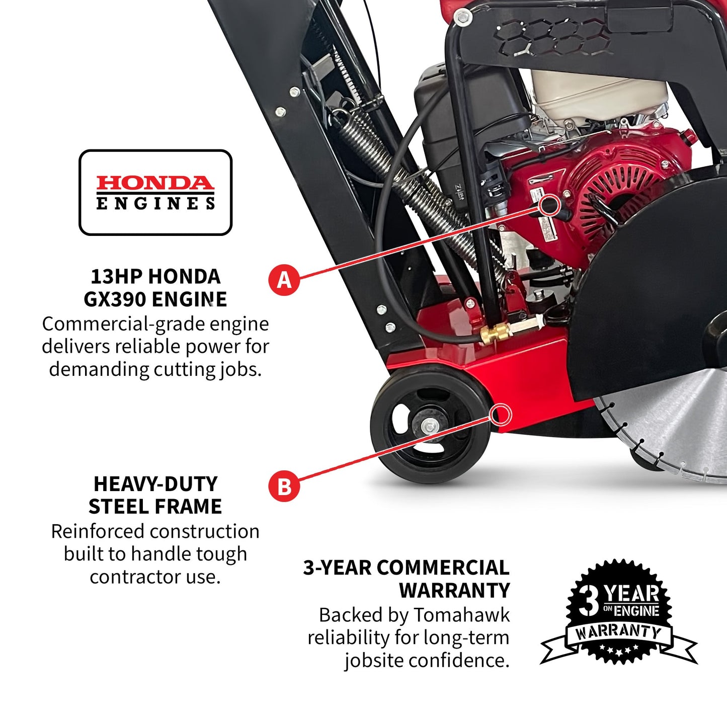 20 Inch Walk Behind Concrete Saw with 13 HP Honda Water Tank GX390 Engine for Asphalt Concrete Cutting