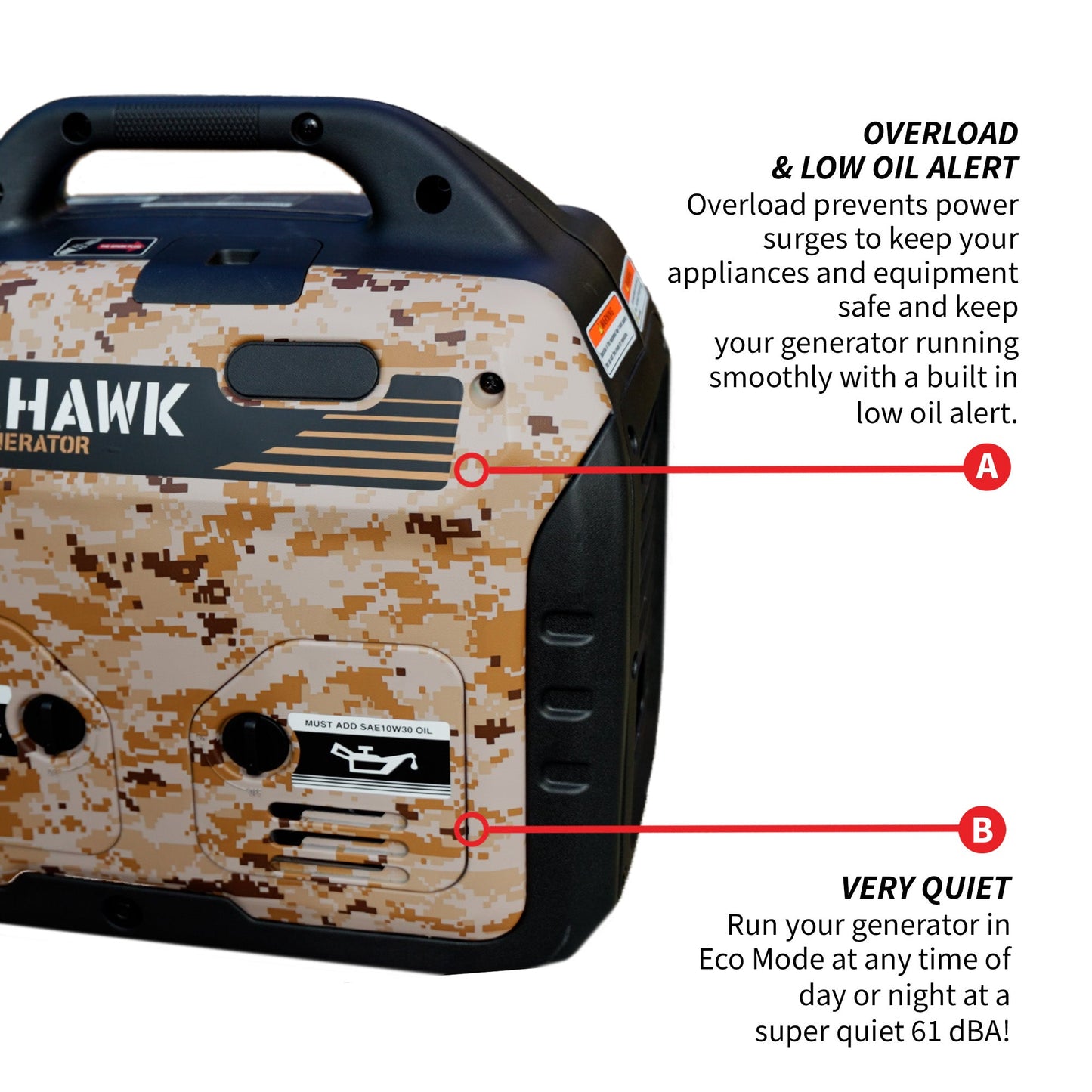3000 Watt Inverter Generator Super Quiet Portable Gas Power Professional Use - Camo Special Edition