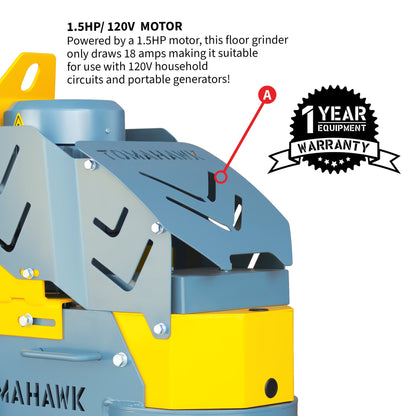 10" Electric Concrete Floor Grinder 1.5HP Motor for Smoothing, Floor Prep, Coatings