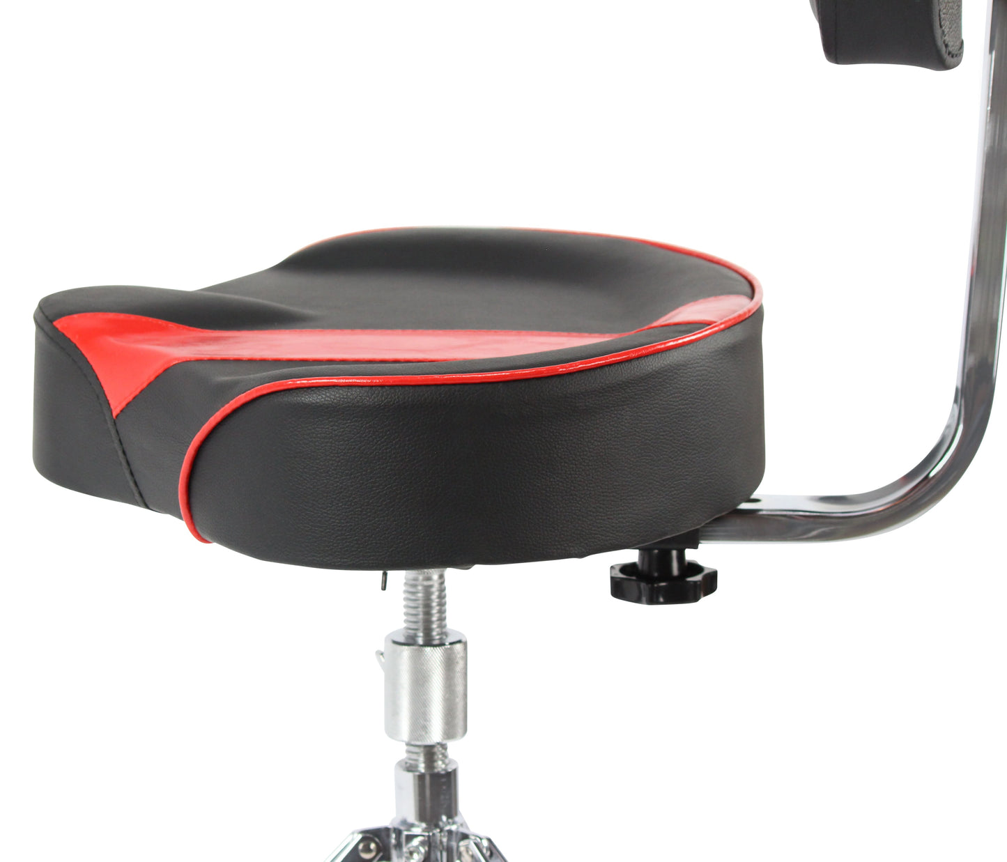 GRIFFIN Drum Throne with Backrest Support | Saddle Style Padded Leather Drummer Motorcycle Biker Seat | Swivel Adjustable Height Music Drum Chair | Musicians Guitar Stool | Percussion Tractor Top
