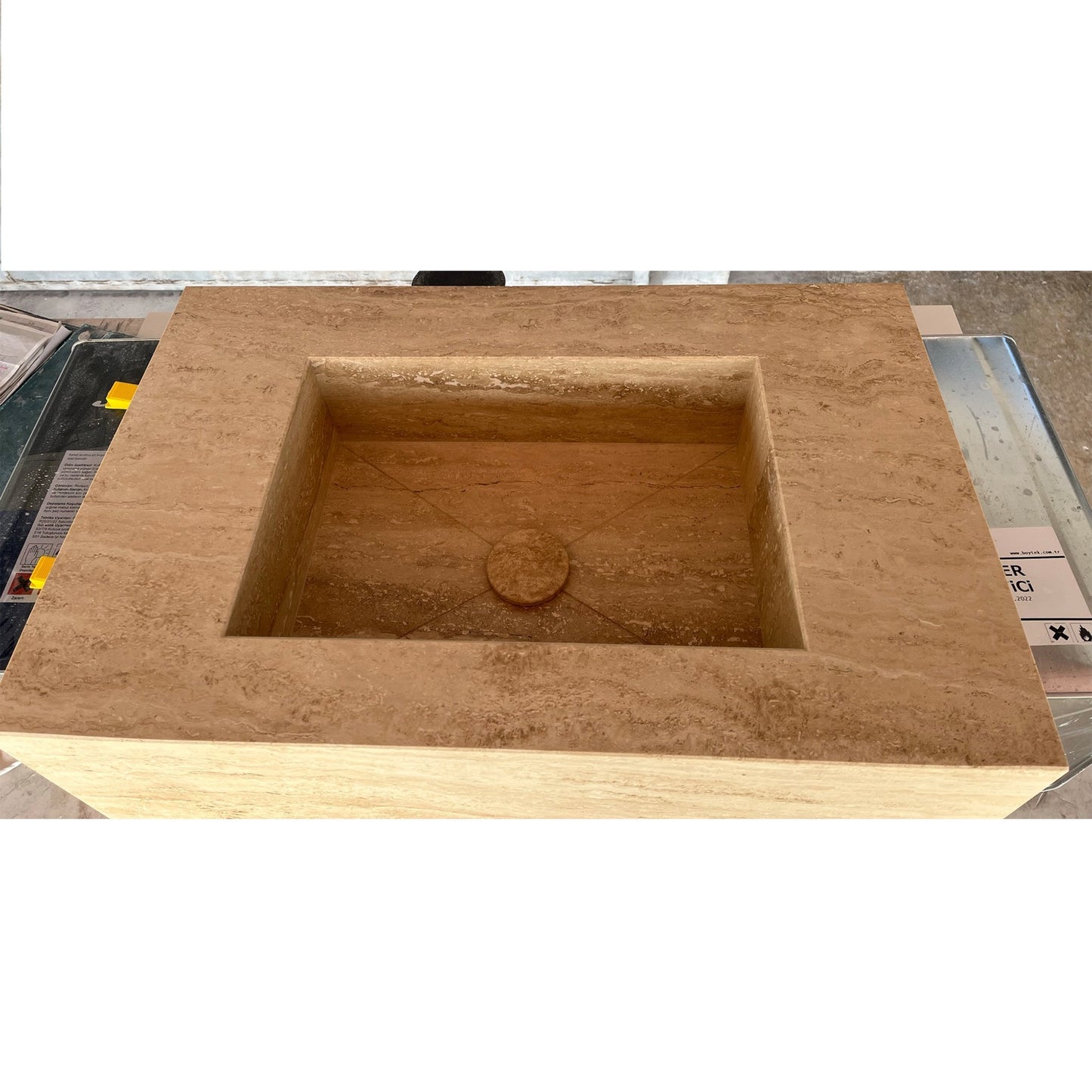 HANDCRAFTED CUSTOM TRAVERTINE SINK - 1