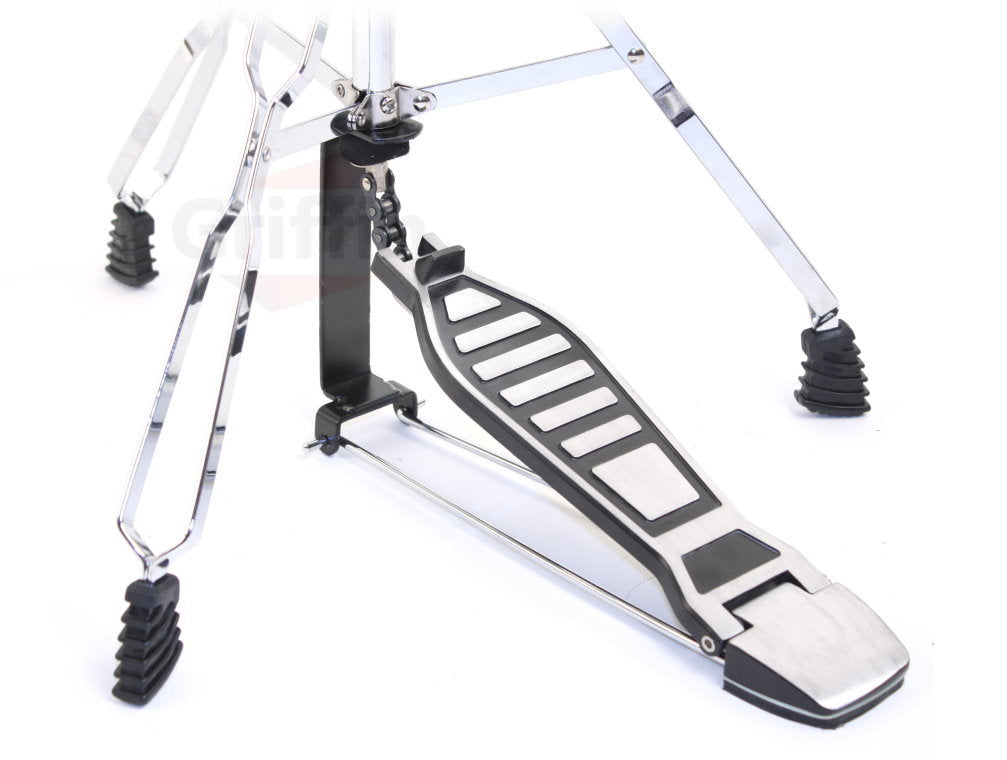 Drum Hardware Pack Complete 6 Piece Set by GRIFFIN - Full Size Percussion Stand Kit with Snare, Hi-Hat, Cymbal Boom, Throne Stool & Single Kick Pedal