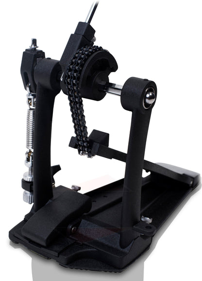 Single Kick Bass Drum Pedal by GRIFFIN - Deluxe Double Chain Foot Percussion Hardware for Intense Play - 4 Sided Beater & Adjustable Power Cam System