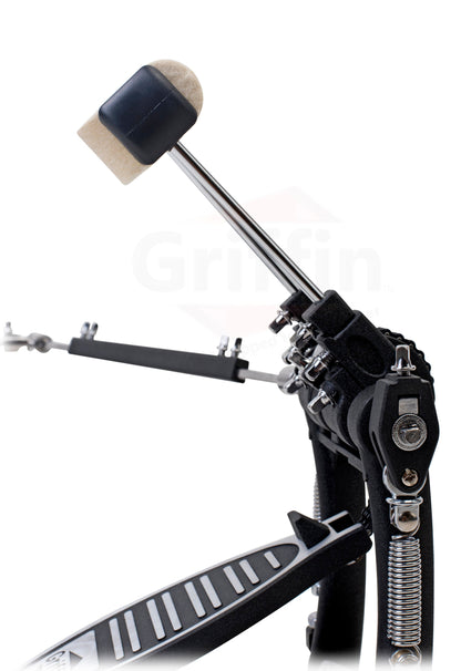 GRIFFIN Deluxe Pack Drum Hardware Kit (2 Piece Set) - Double Kick Drum Bass Pedal & 2-Legged Hi-Hat Stand - Quad-Sided Beater Head, Dual Chain Drive System & Responsive for Metal & Rock Drummers