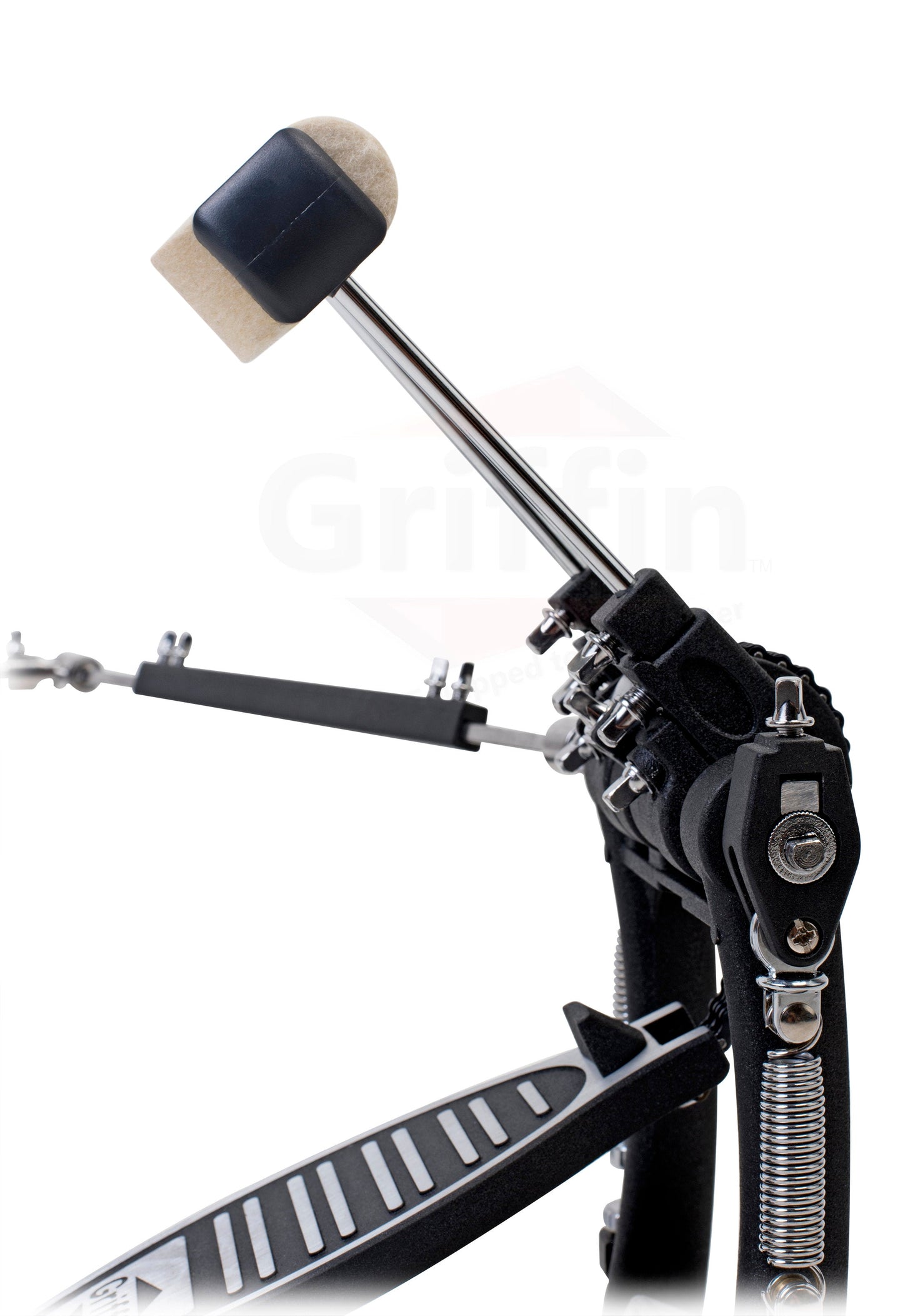 GRIFFIN Deluxe 2-Pack Drum Hardware Kit - Double Kick Drum Bass Pedal & 2-Legged Premium Hi-Hat Stand | Quad Sided Beater Head | Dual Chain Drive System | Impressive Response for Metal & Rock Drummers