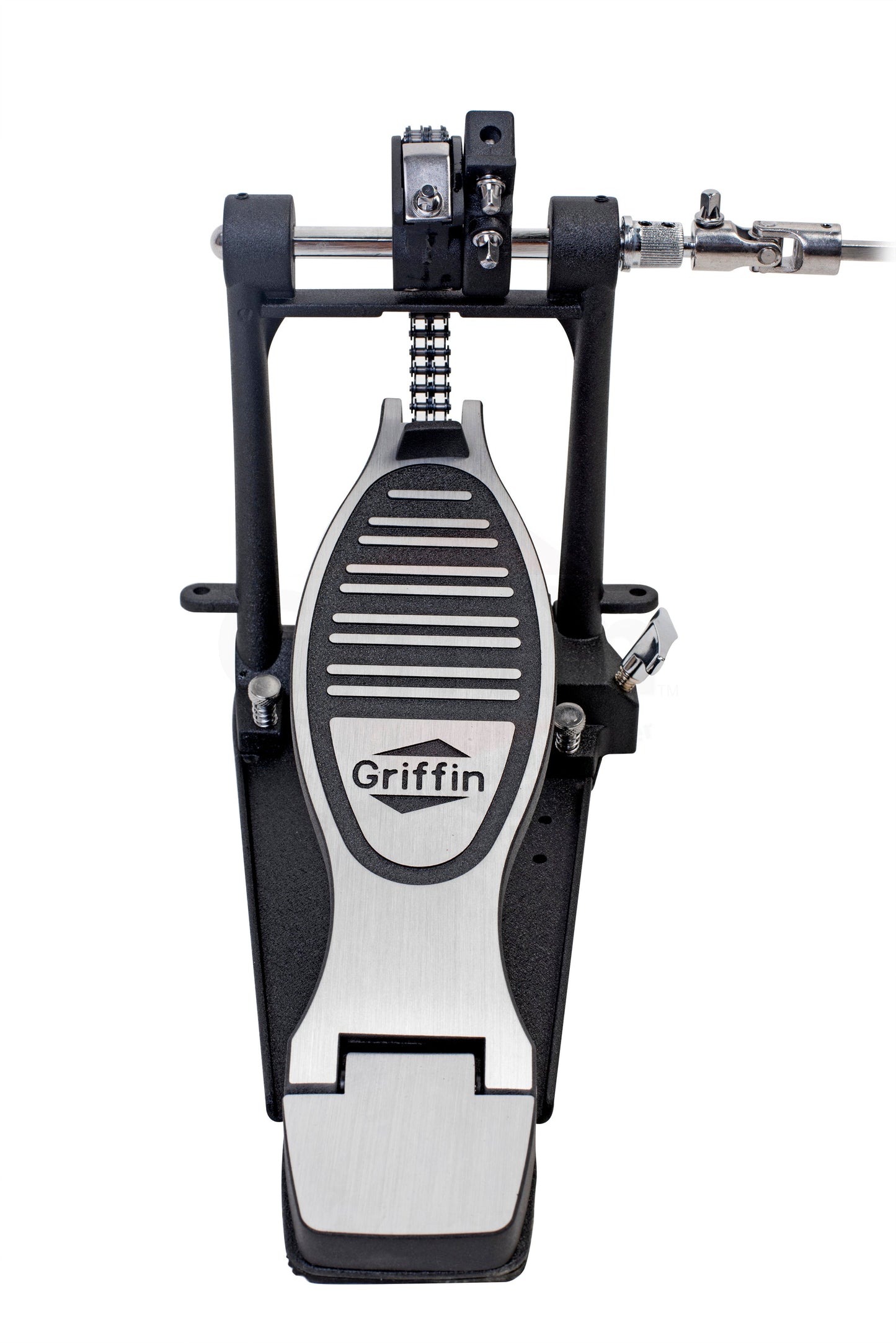 Deluxe Double Kick Drum Pedal for Bass Drum by GRIFFIN | Twin Set Foot Pedal | Quad Sided Beater Heads | Dual Pedal Two Chain Drive Percussion Hardware | Impressive Response for Metal & Rock Drummers