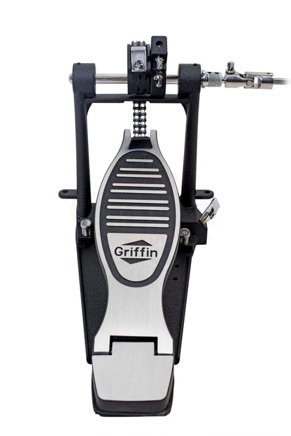 Double Kick Drum Pedal for Bass Drum by GRIFFIN - Deluxe Twin Set Foot Pedal - Quad Sided Beater Heads - Dual Pedal Two Chain Drive Hardware