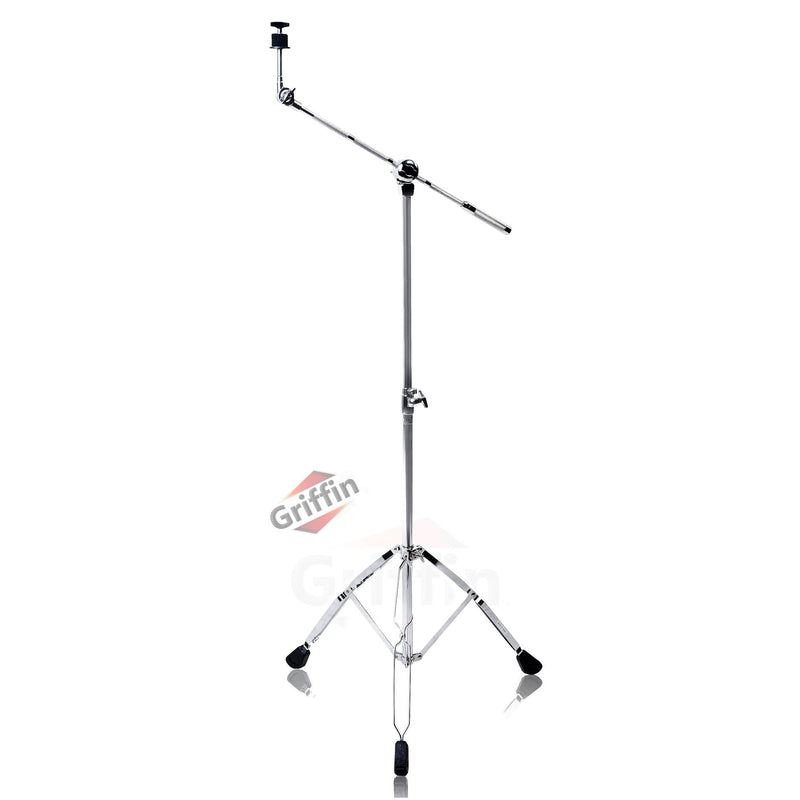 GRIFFIN Cymbal Boom Stand - Double Braced Drum Percussion Gear Hardware Set - Adjustable Height - Arm Holder With Counterweight Adapter for Mounting