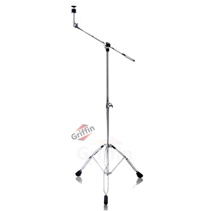 Complete Drum Hardware Pack 6 Piece Set by GRIFFIN | Full Size Percussion Stand Kit with Snare, Hi-Hat, Cymbal Boom, Throne Stool & Single Kick Drum Pedal | Lightweight and Portable, Perfect for Gigs