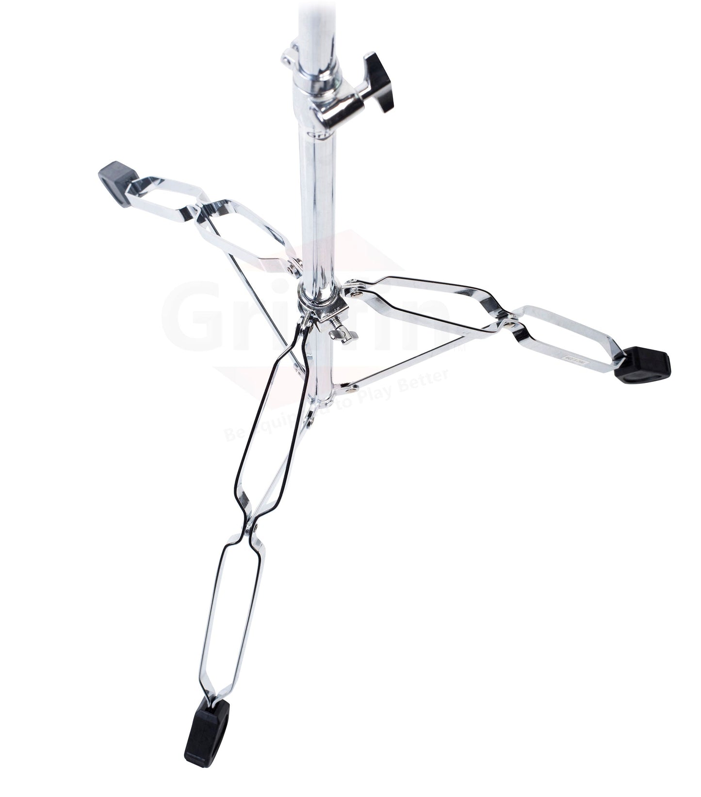 Straight Cymbal Stand Set (4-Pack ) by GRIFFIN - Double-Braced Legs, Slip-Proof Gear Holder & Lightweight for Mobile Drummers - Chrome Percussion Kit for Mounting Crash & Splash Cymbals