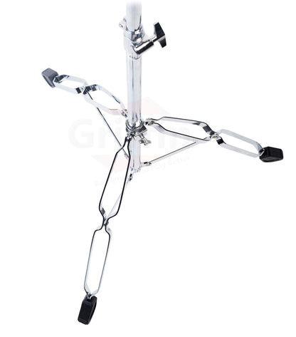 Straight Cymbal Stand Set (4-Pack ) by GRIFFIN - Double-Braced Legs, Slip-Proof Gear Holder & Lightweight for Mobile Drummers - Chrome Percussion Kit for Mounting Crash & Splash Cymbals