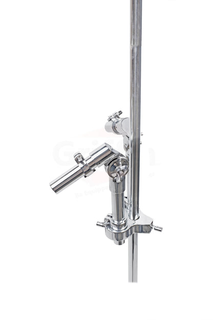 Double Tom Drum Stand with Cymbal Arm by GRIFFIN - Drummers Percussion Set Hardware with Dual Drum Mounts - Tom Holder with Double Braced Legs