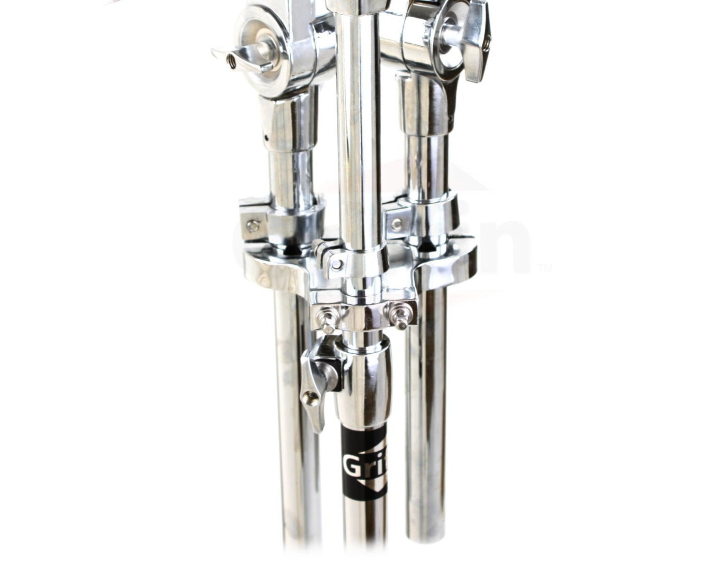 Double Tom Drum Stand with Cymbal Arm by GRIFFIN | Drummers Percussion Set Hardware with Dual Drum Mounts | Medium Duty Tom Holder with Double Braced Tripod Legs | Accommodates All Standard Cymbals