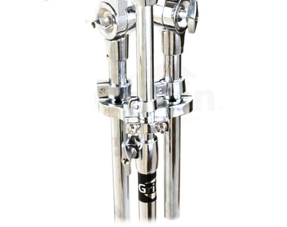 Double Tom Drum Stand with Cymbal Arm by GRIFFIN - Drummers Percussion Set Hardware with Dual Drum Mounts - Tom Holder with Double Braced Legs