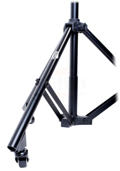 GRIFFIN Professional Studio Microphone Boom Stand with Casters | Extended Height Recording Mic Holder Tripod on Wheels | Tall Telescoping Arm Mount & Retractable Legs for Vocals, Choir, Overhead Drums