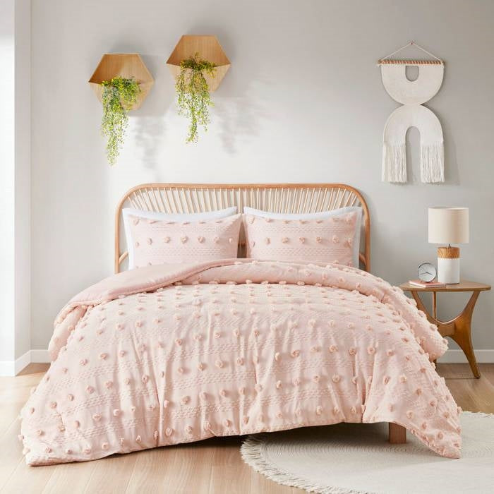 Twin/Twin XL 2-Piece Pink Pompom Hypoallergenic Microfiber Comforter Set