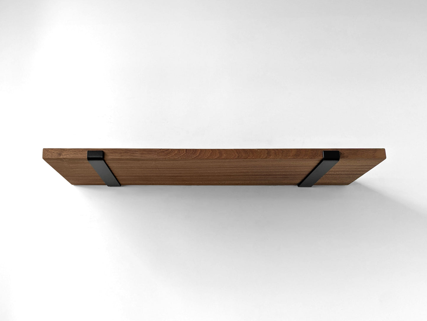 Thick Oak Shelf with Black Steel J Brackets
