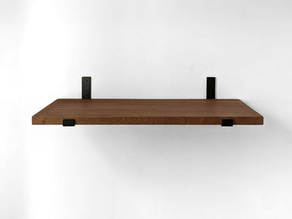 Thick Oak Shelf with Black Steel J Brackets
