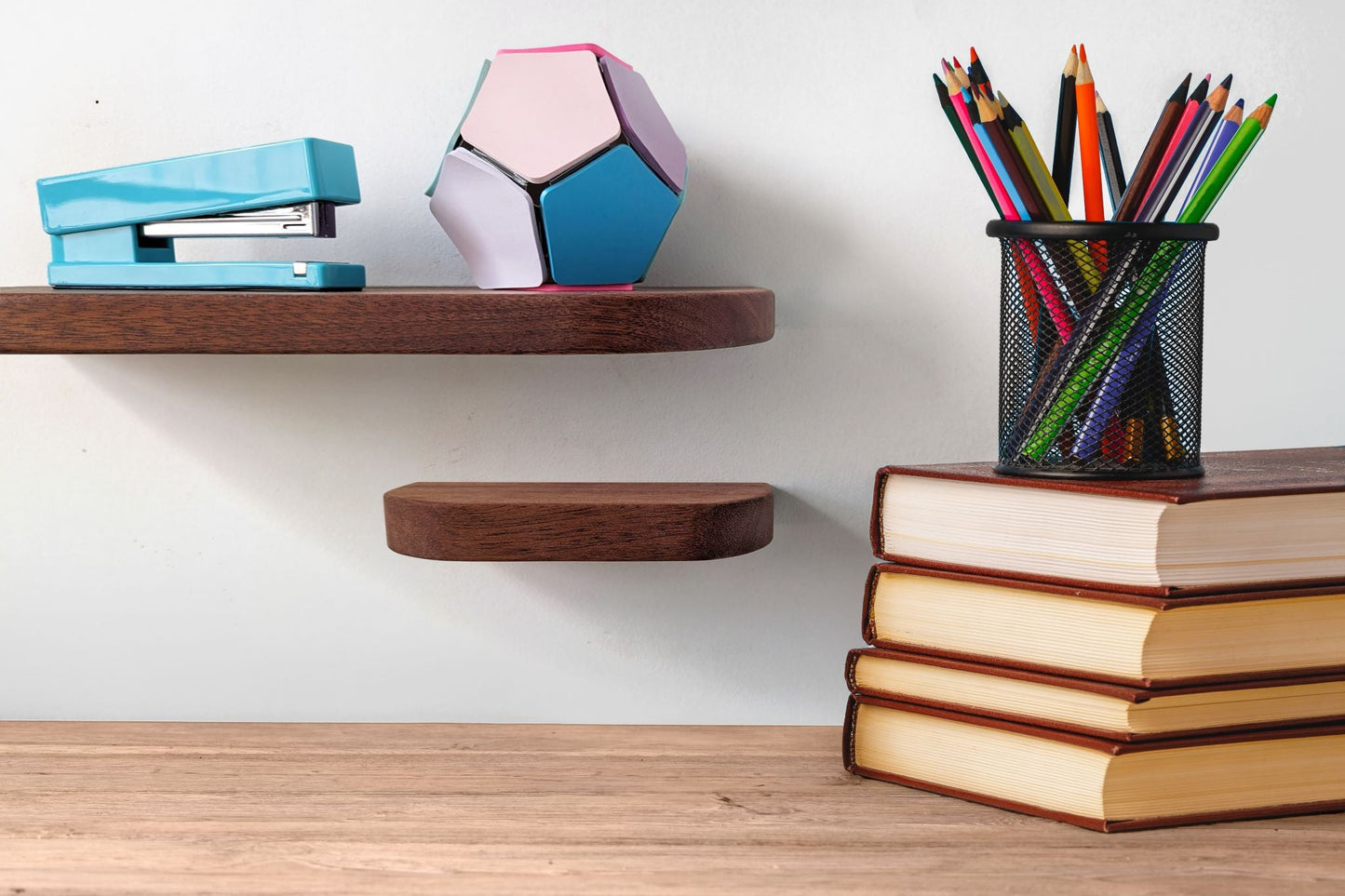 Thin Oak Floating Shelf with Rounded Corners