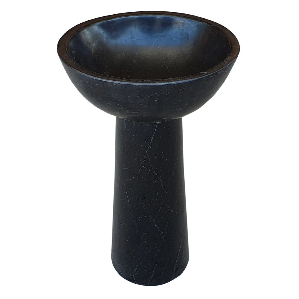 Toros Black Marble Natural Stone Pedestal Oval-top Sink Polished (W)17" (L)20" (H)33.5"