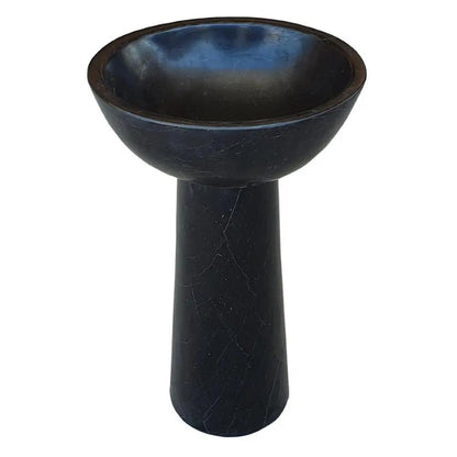 Black Marble Pedestal Oval Bathroom Vanity Sink Polished