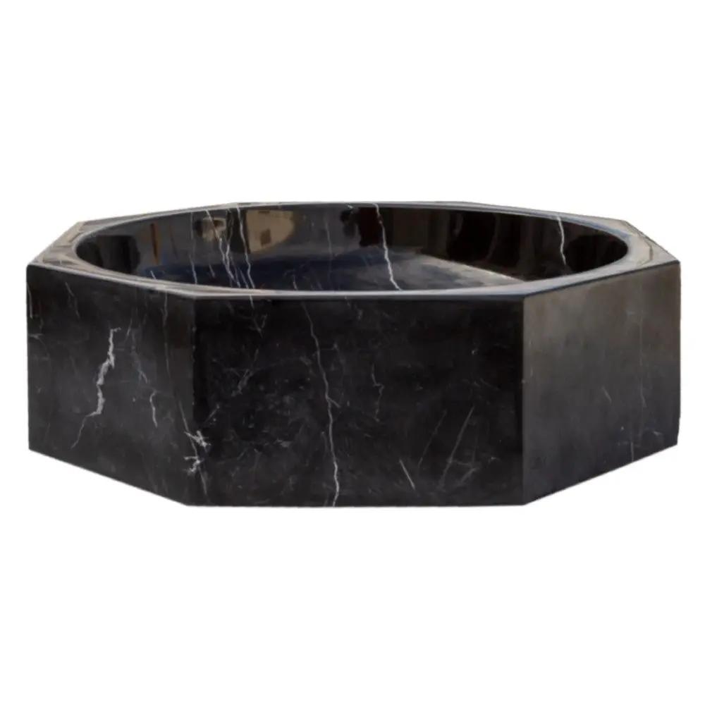Black Marble Octagon Vessel Sink 16x5 Bathroom Bowl