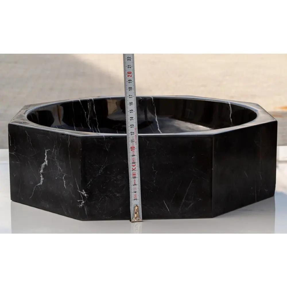 Black Marble Octagon Vessel Sink 16x5 Bathroom Bowl