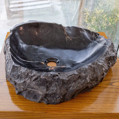 Black Marble Natural Stone Vessel Bathroom Sink 31 By 23 Inches