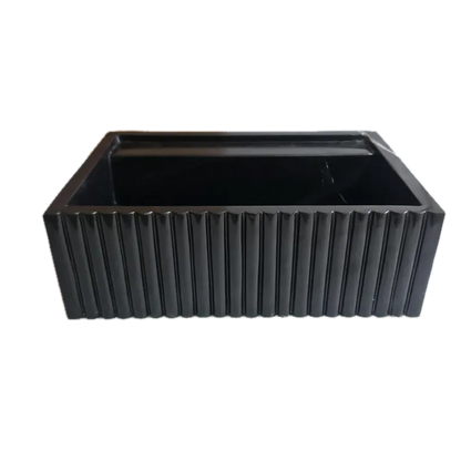 Turkish Black Fluted Wall Mount Bathroom Marble Sink 16 Inch