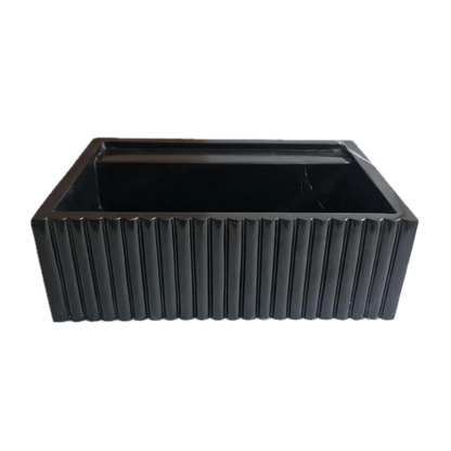 Turkish Black Fluted Wall Mount Bathroom Marble Sink 16 Inch