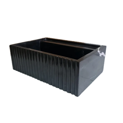 Turkish Black Fluted Wall Mount Bathroom Marble Sink 16 Inch